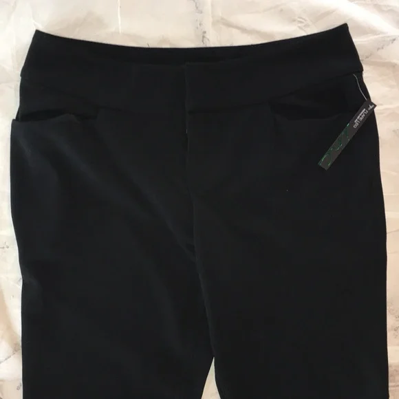 INC INTERNATIONAL CONCEPTS NWT BLACK RIBBED STRETCH FLARE LEG TROUSERS size 10